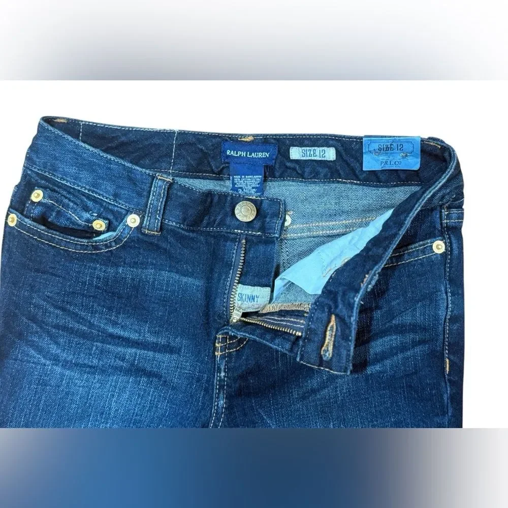 Ralph Lauren Girls Skinny Jeans Dark Wash Youth Size 12 NWT